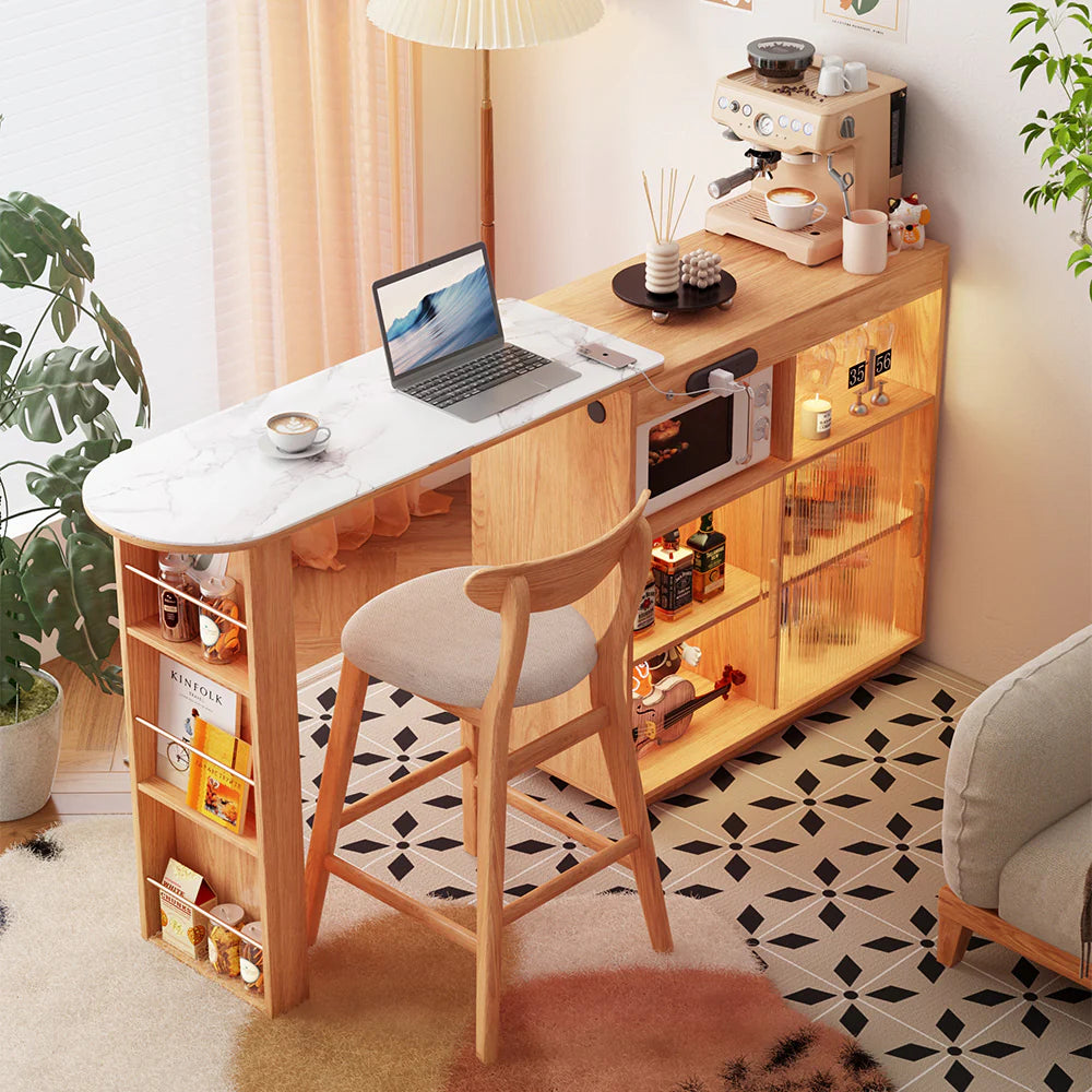 Expandable Solid Wood Bar Table