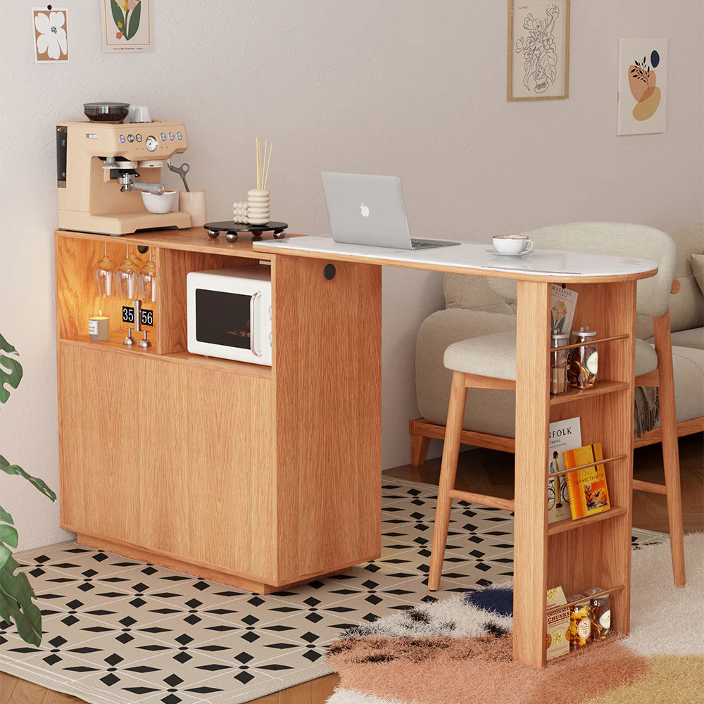 Expandable Solid Wood Bar Table