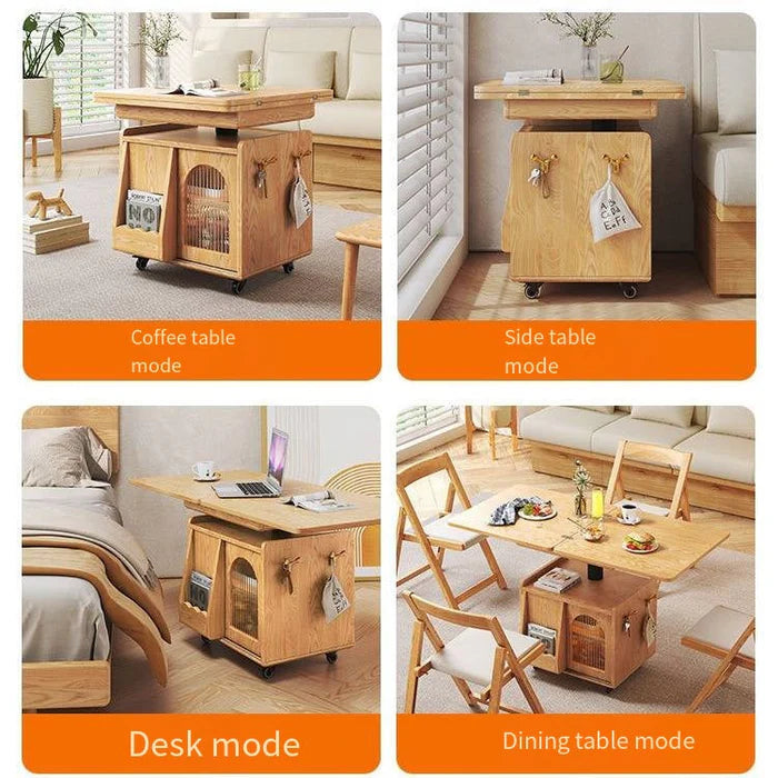 Japandi Natural Wood Lift Table