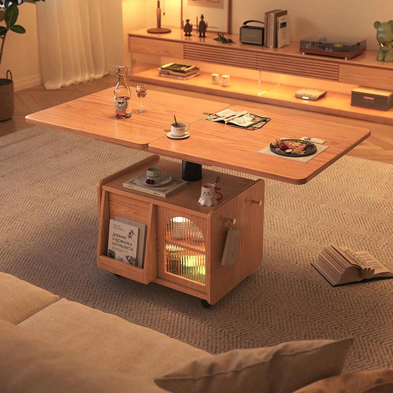 Japandi Natural Wood Lift Table