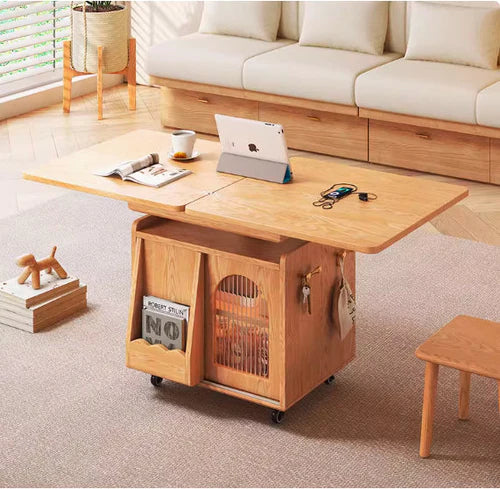Japandi Natural Wood Lift Table
