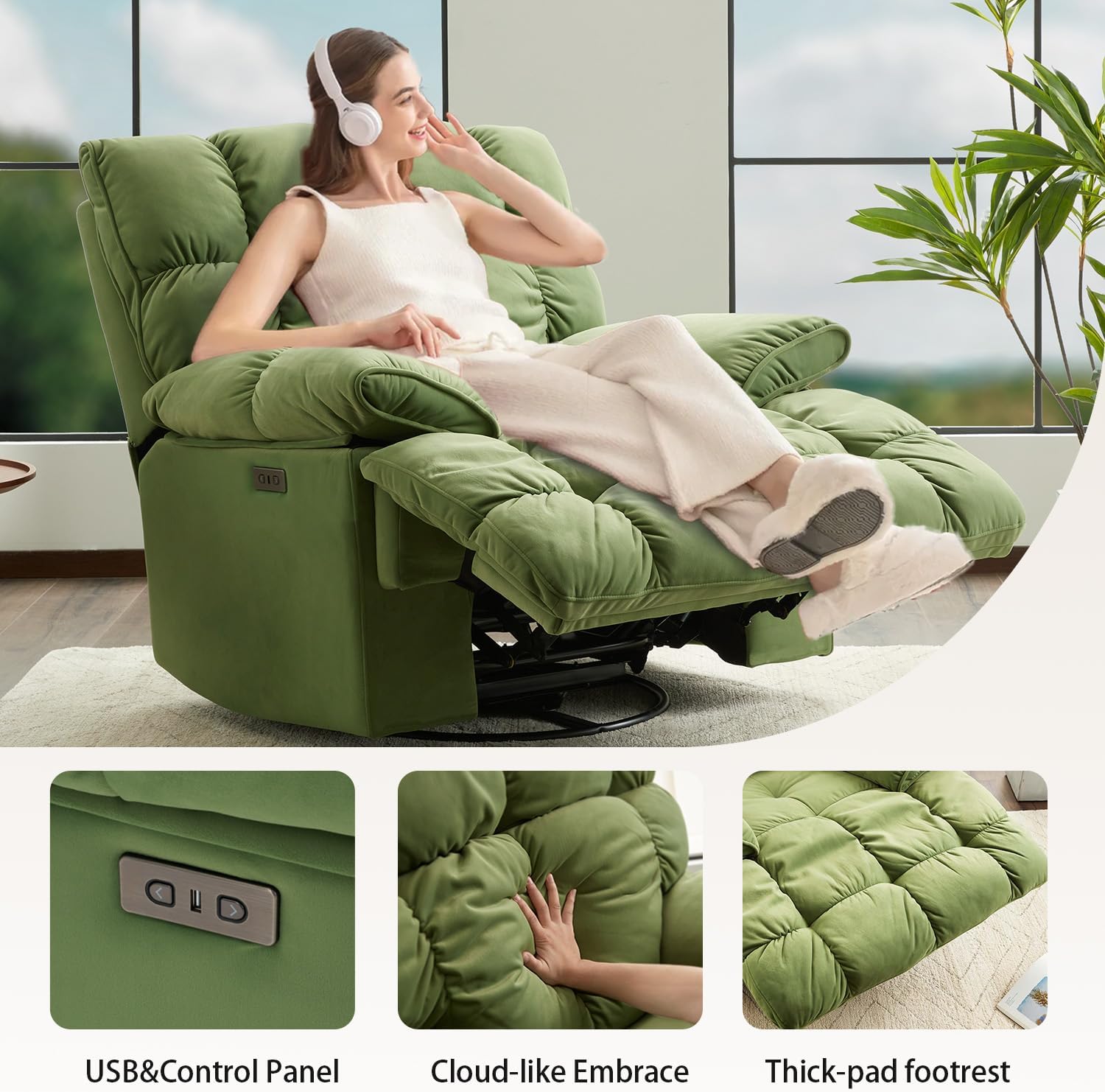 Oversized Power Rocker Recliner Chair