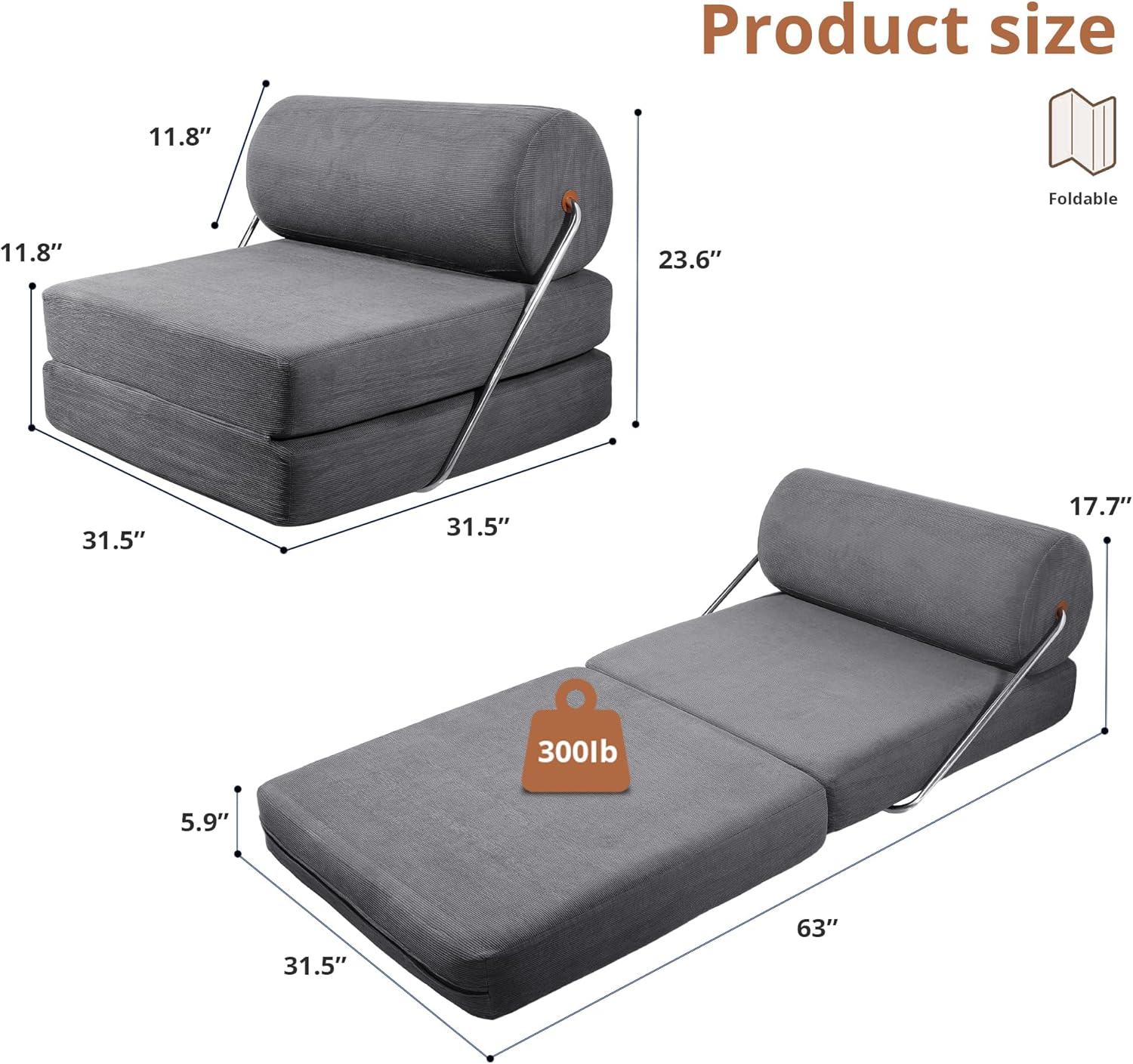 Ninjura 3-in-1 Folding Sofa Bed