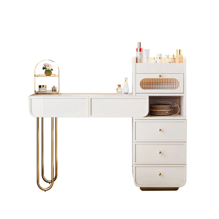 Light Luxury White Makeup Vanity with Jewelry Storage