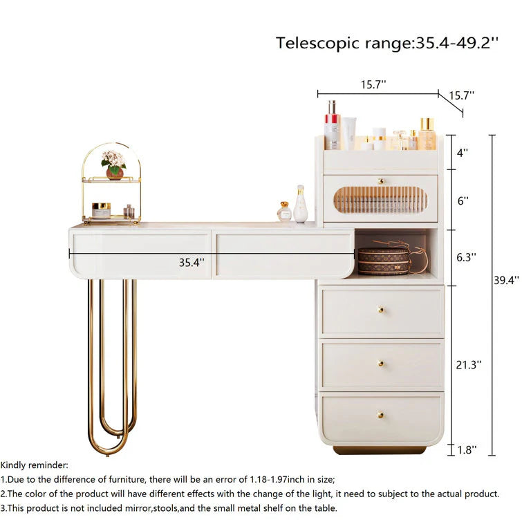 Light Luxury White Makeup Vanity with Jewelry Storage