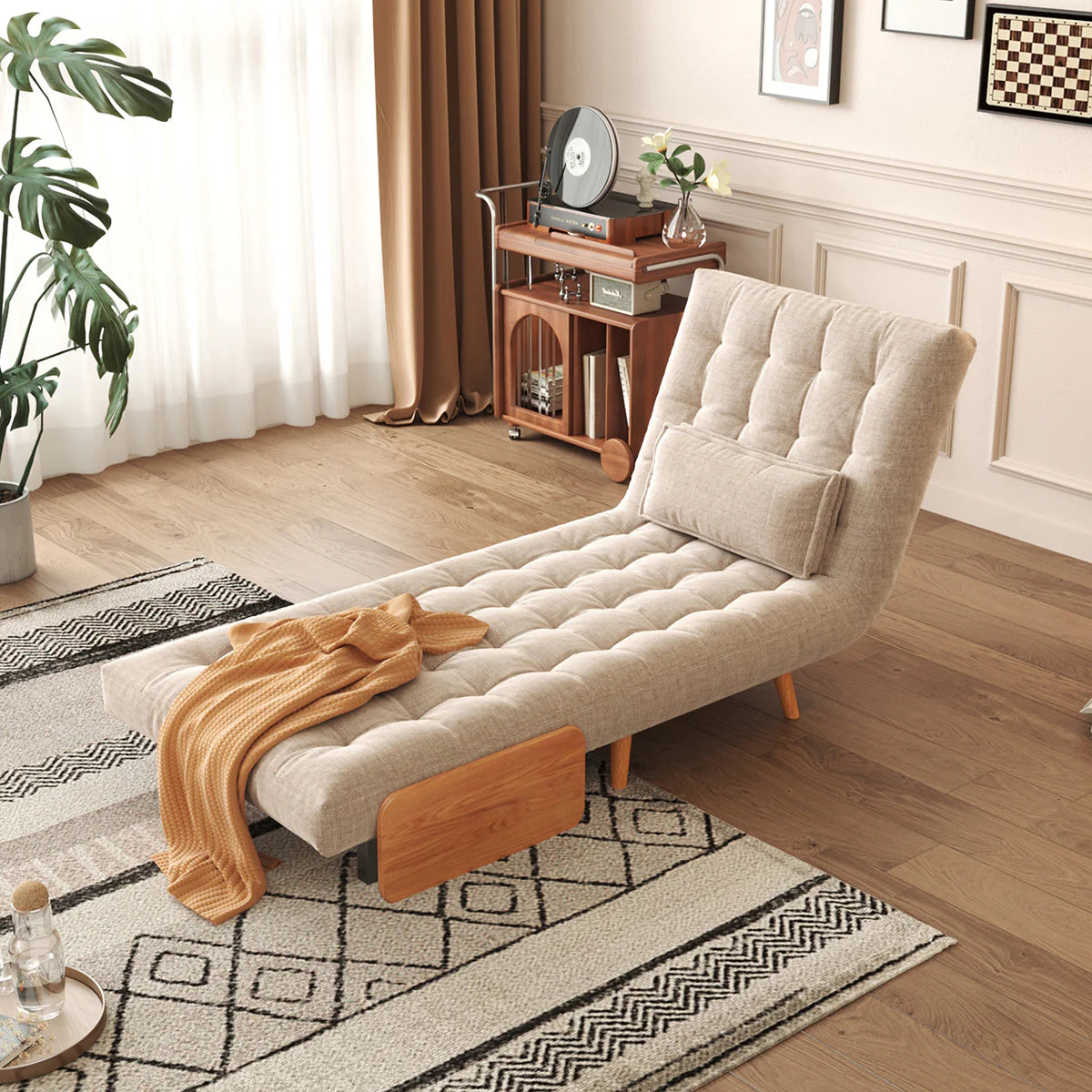 Beige Folding Sofa Bed