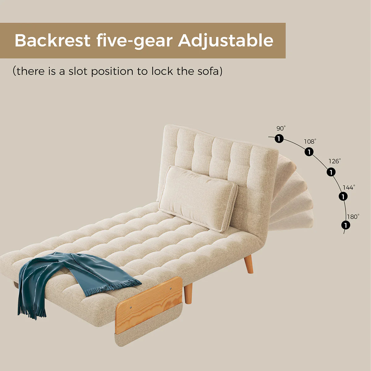 Beige Folding Sofa Bed