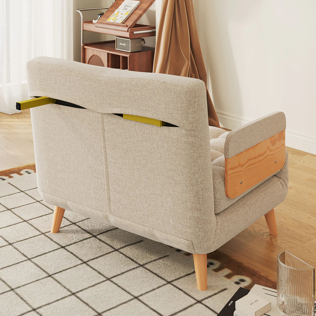 Beige Folding Sofa Bed