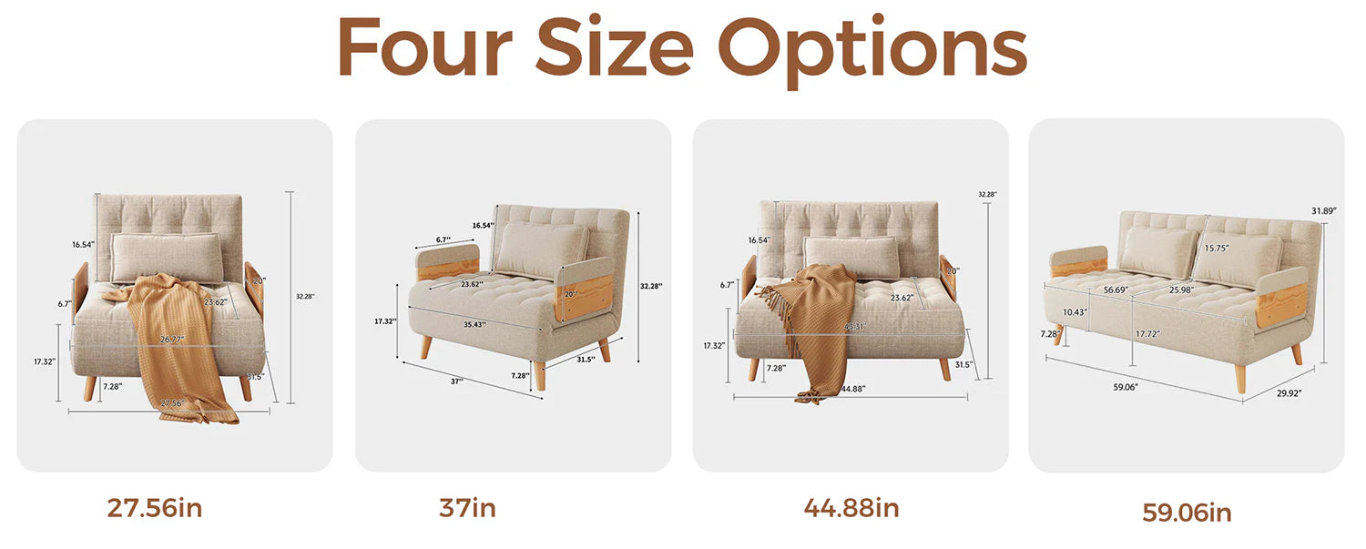 Beige Folding Sofa Bed