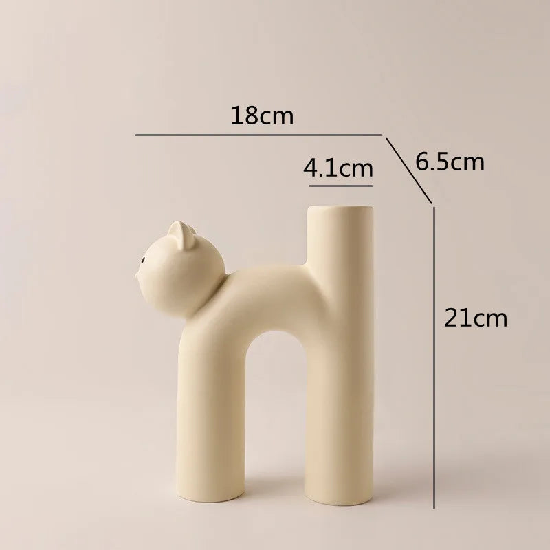 Mini Cat H-Shaped Flower Vase