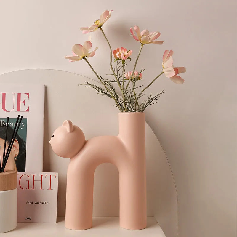 Mini Cat H-Shaped Flower Vase