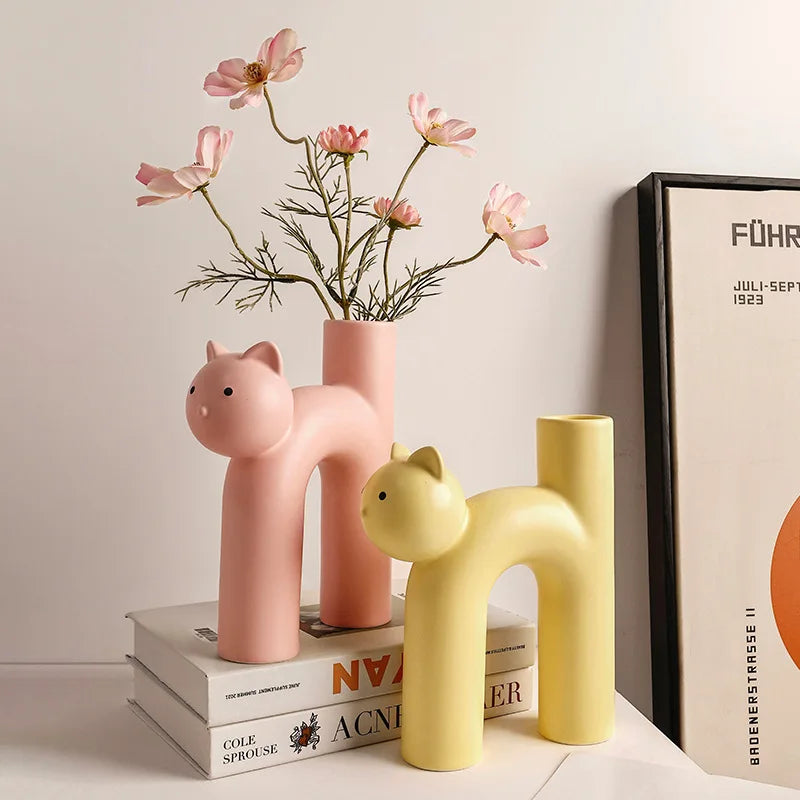 Mini Cat H-Shaped Flower Vase