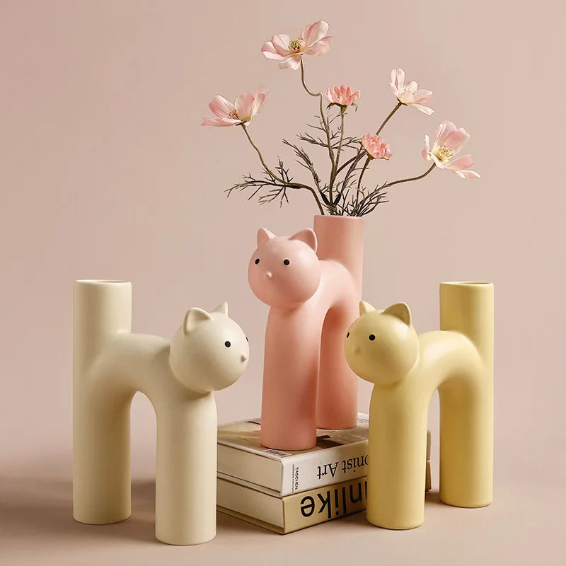 Mini Cat H-Shaped Flower Vase