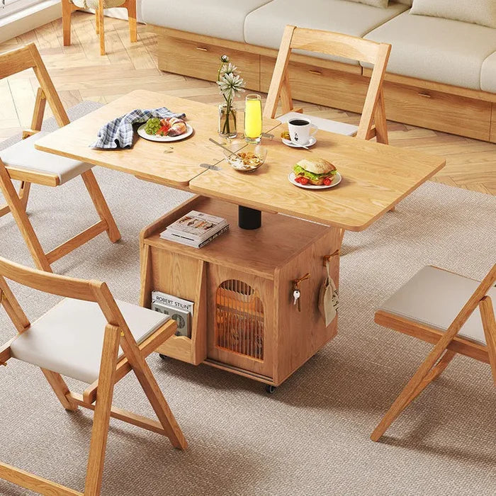 Japandi Natural Wood Lift Table