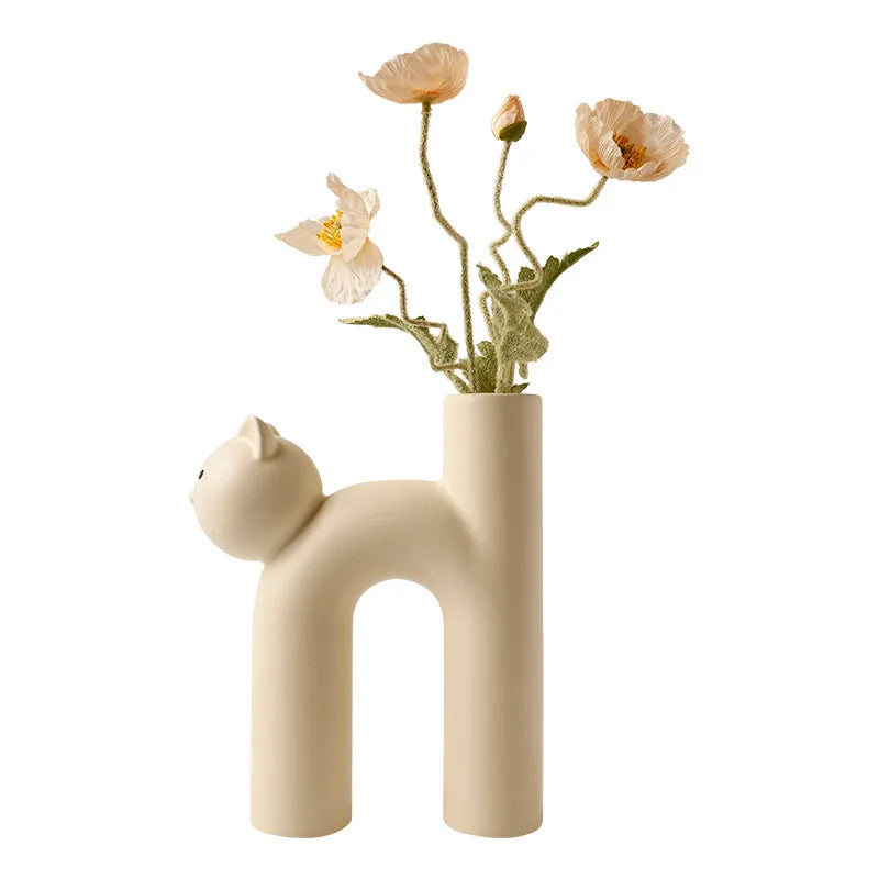 Mini Cat H-Shaped Flower Vase