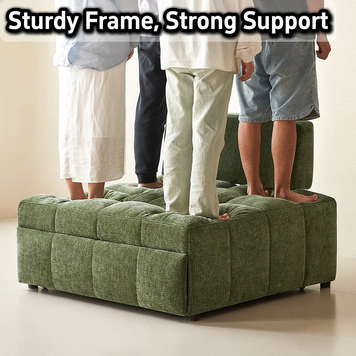 Modern Chenille Pull-Out Single Sofa Bed