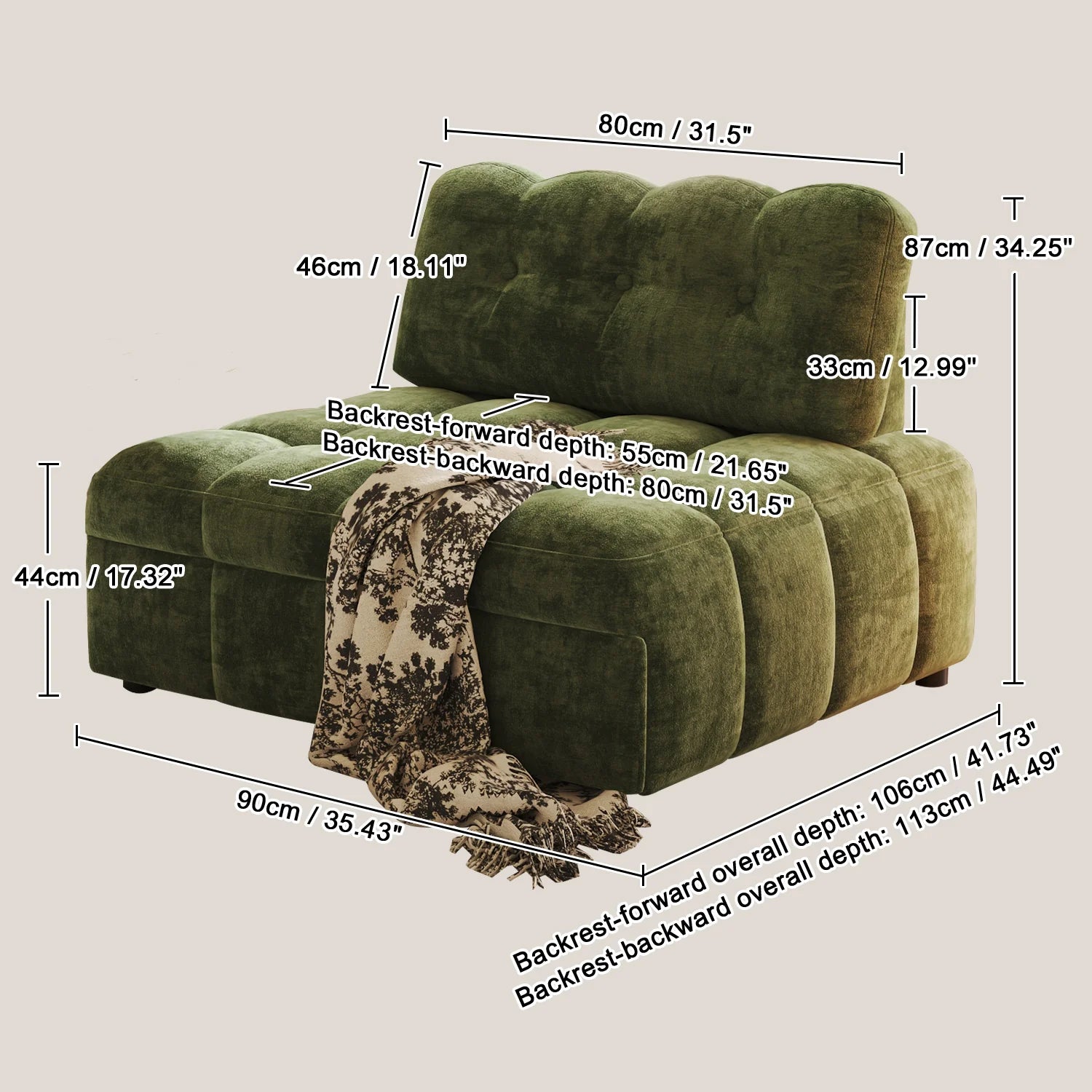 Modern Chenille Pull-Out Single Sofa Bed