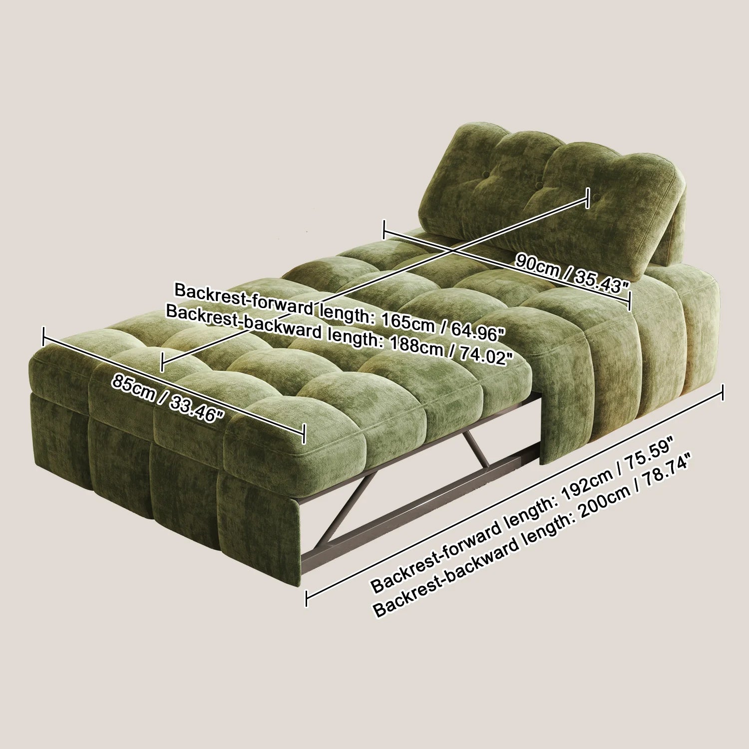 Modern Chenille Pull-Out Single Sofa Bed