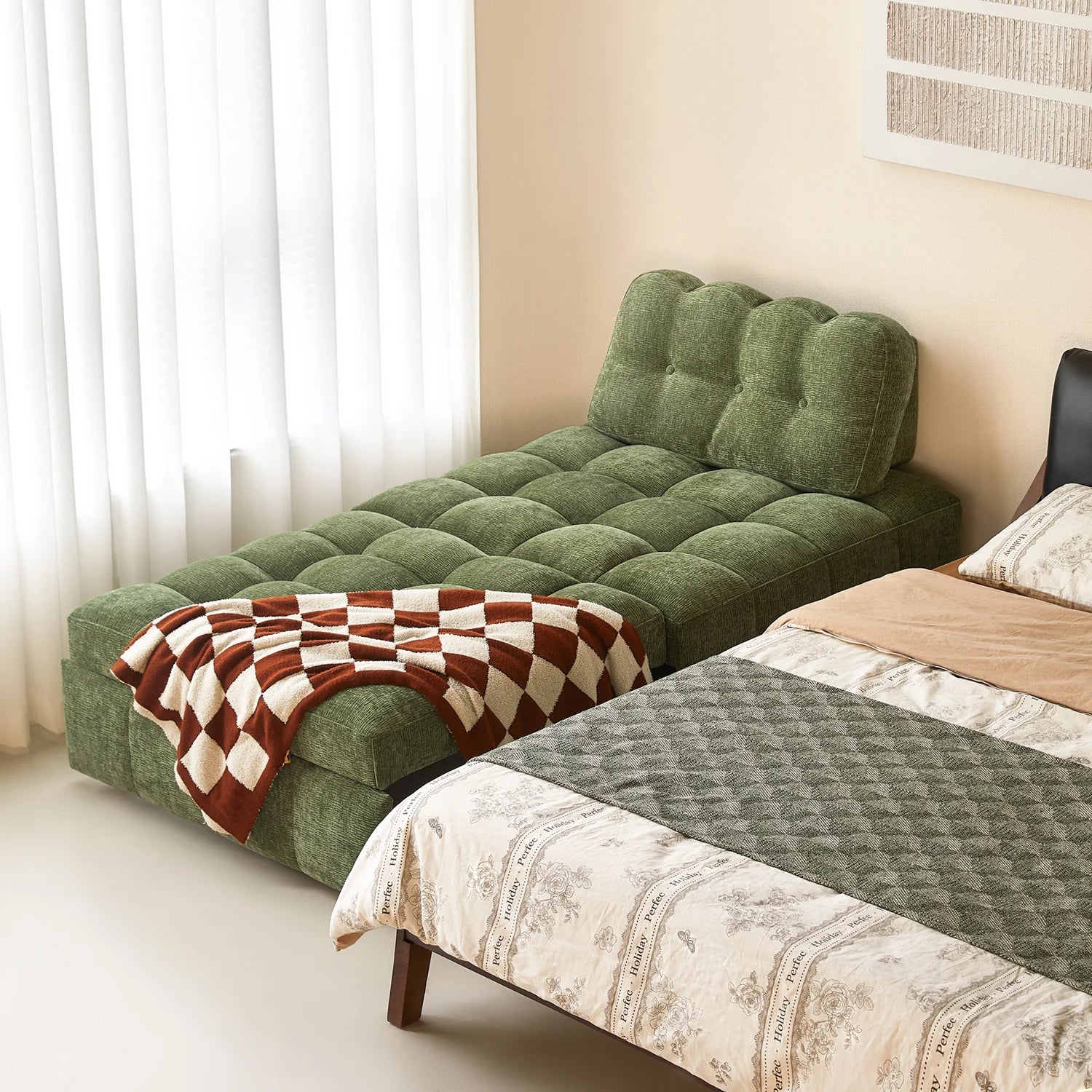 Modern Chenille Pull-Out Single Sofa Bed