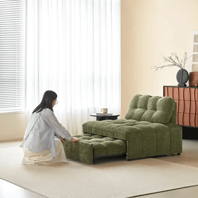 Modern Chenille Pull-Out Single Sofa Bed