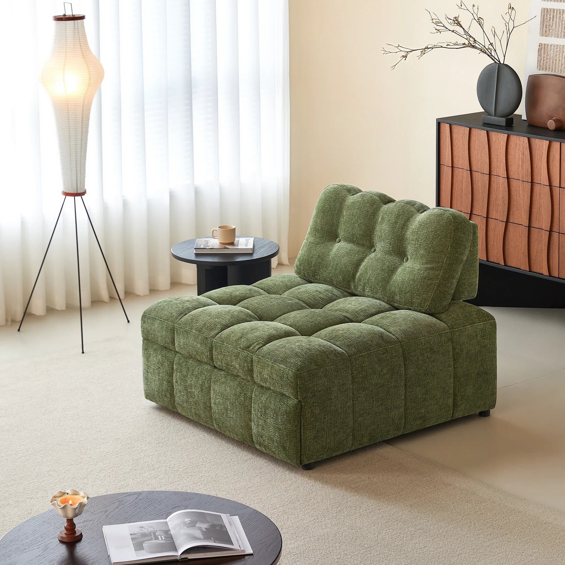 Modern Chenille Pull-Out Single Sofa Bed