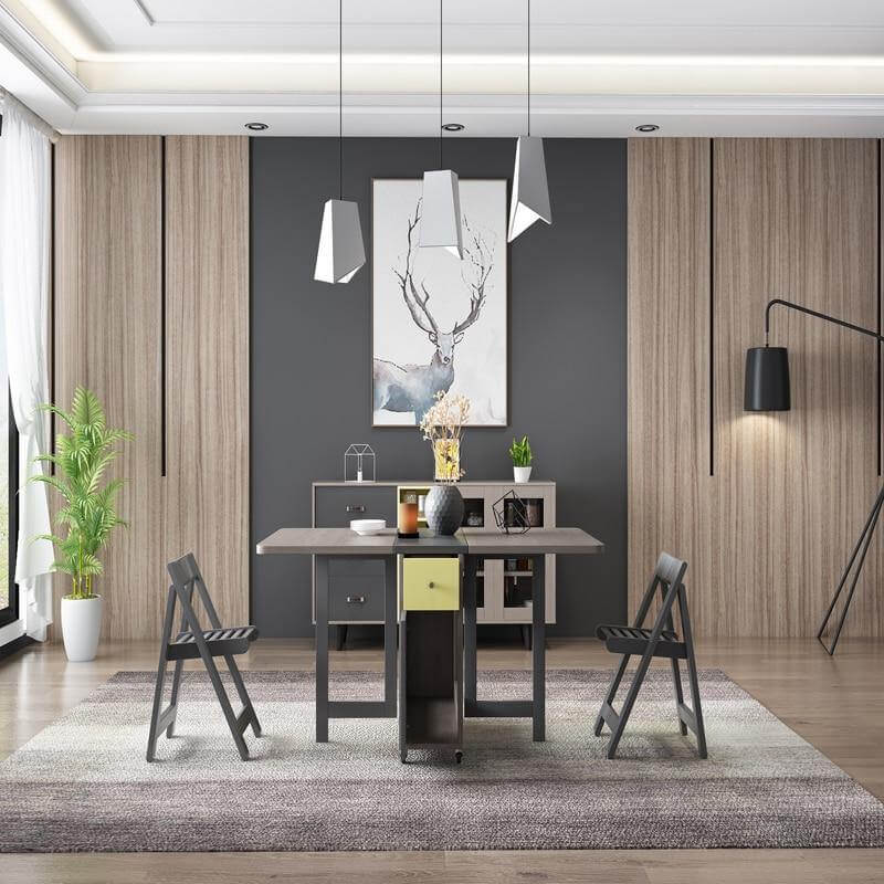 Foldable Elegant Rectangle Dining Table Set
