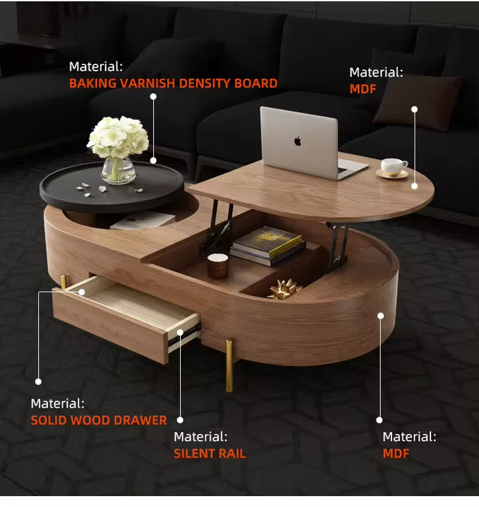American Nordic Wooden Space-Saving Coffee Table